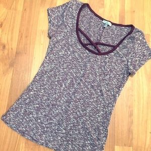 Charlotte Russe Burgundy Soft Rib Knit Tee
